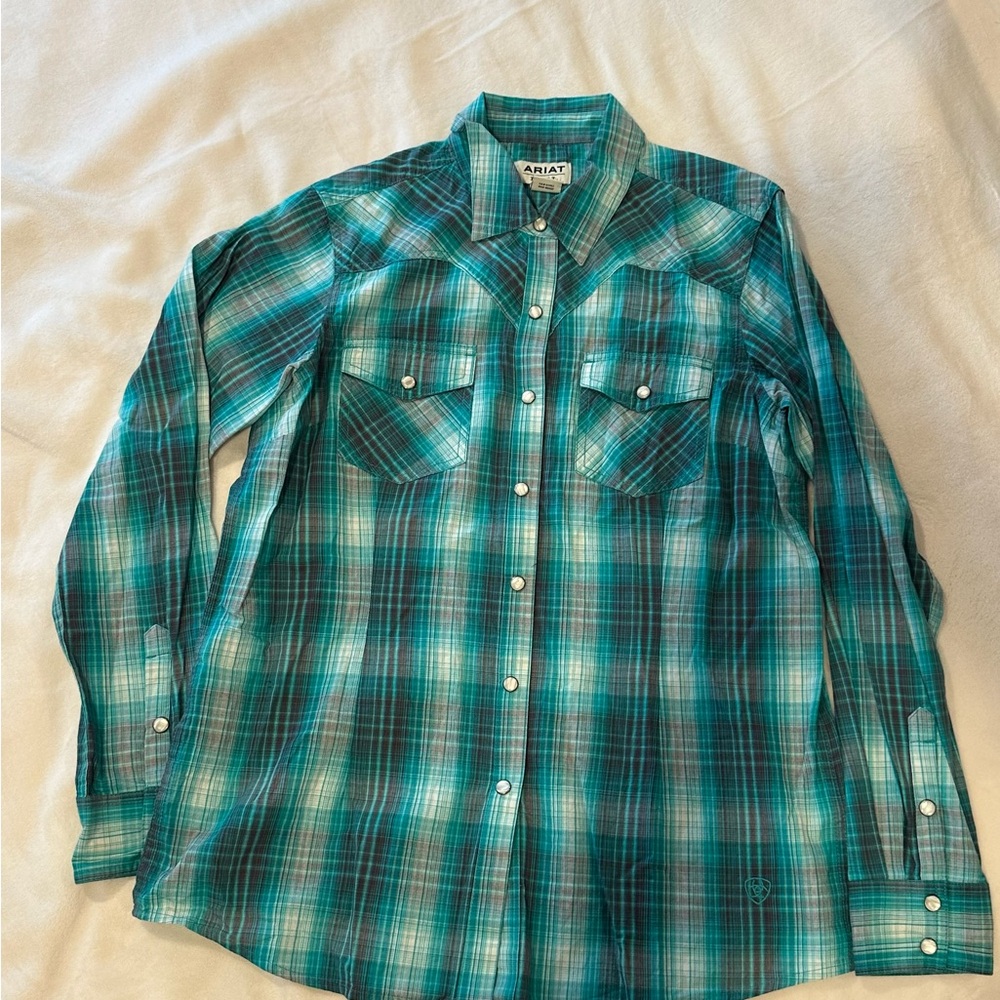Ariat Women’s Teal Plaid Button Down Shirt